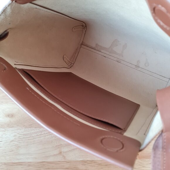 Everlane The Form Bag Cognac Brown Leather Shoulder Handbag Tote Structured - Picture 8 of 10